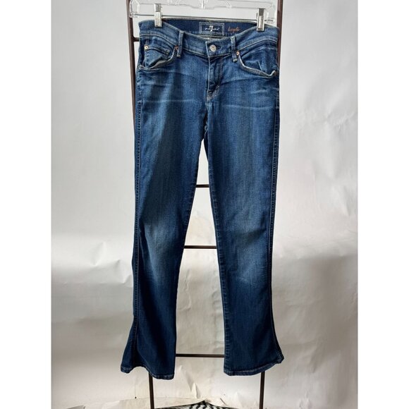 7 For All Mankind Kaylie Jeans Flared Leg Mid-Rise Denim Blue Womens Size 27 - Picture 16 of 16